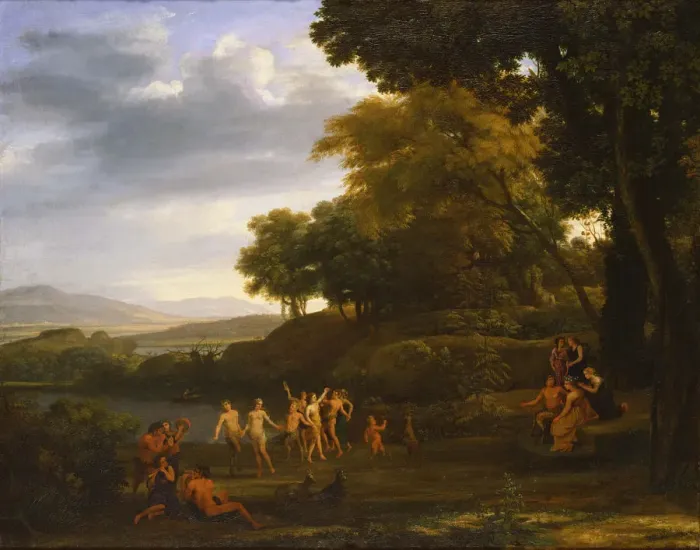 Framed Print : Landscape with Dancing Satyrs and Nymphs, 1646. Artist: Lorrain, Claude (1600-1682) Framed Print : Landscape with Dancing Satyrs and Nymphs, 1646. Artist: Lorrain, Claude (1600-1682)