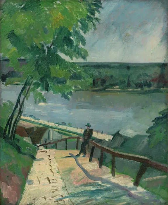 Framed Print : Landscape by the Danube, 1930-1939. Creator: Julius Schubert Framed Print : Landscape by the Danube, 1930-1939. Creator: Julius Schubert