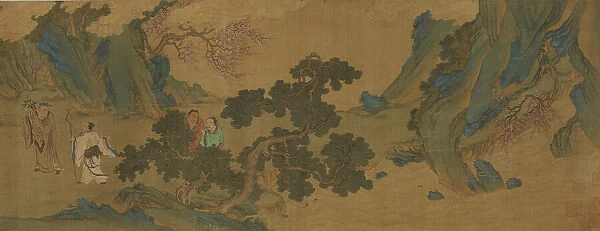 Landscape with Daoist immortals in the mountains, Ming or Qing dynasty, 17th century