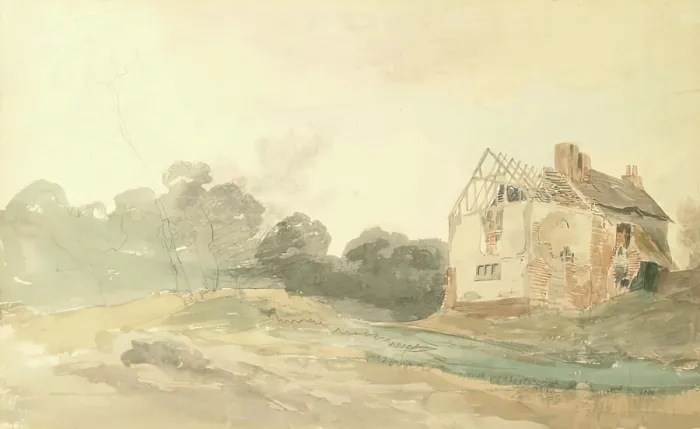 Framed Print : Landscape with Deserted Farmstead, 1825-1849. Creator: Cornelius Varley Framed Print : Landscape with Deserted Farmstead, 1825-1849. Creator: Cornelius Varley