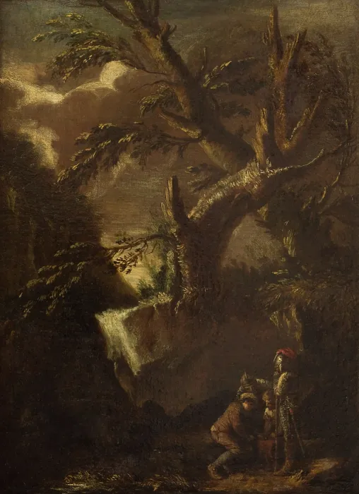 Framed Print : Landscape with Dice Players, 2nd half of 17th century. Creator: Unknown Framed Print : Landscape with Dice Players, 2nd half of 17th century. Creator: Unknown