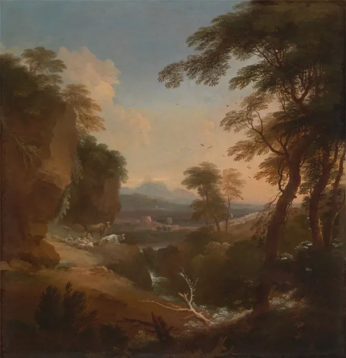Framed Print : Landscape with Distant Mountains, ca. 1698. Creator: Adriaen van Diest Framed Print : Landscape with Distant Mountains, ca. 1698. Creator: Adriaen van Diest