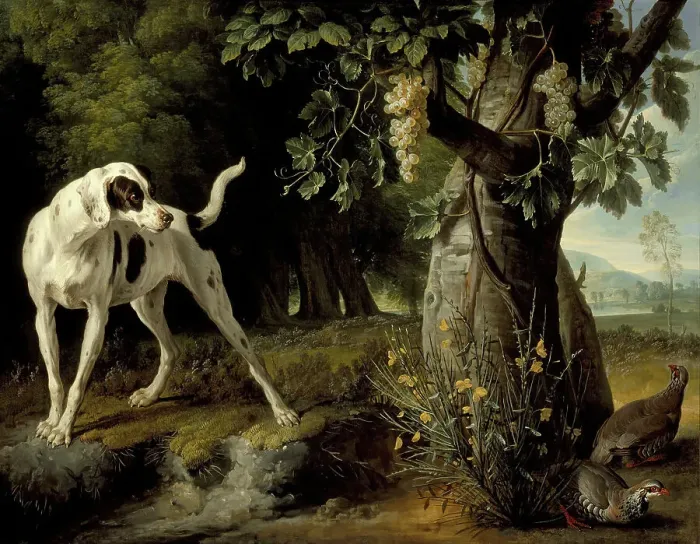 Framed Print : Landscape with a Dog and Partridges, 1719. Creator: Alexandre François Desportes Framed Print : Landscape with a Dog and Partridges, 1719. Creator: Alexandre François Desportes