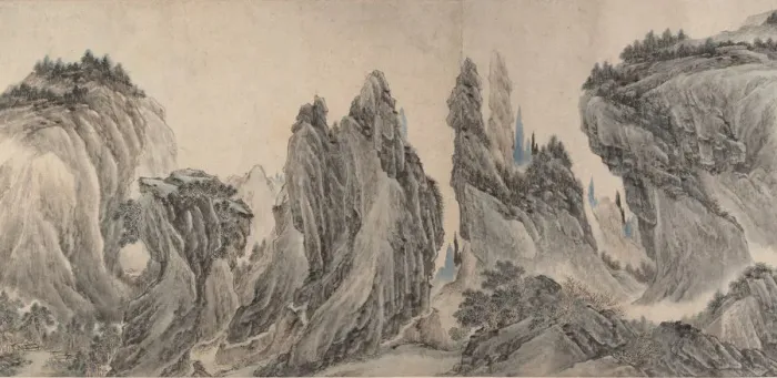 Framed Print : Landscape after Dong Yuan, Juran, Ma Yuan, and Xia Gui, dated yiwei ??, 1655?. Creator: Li Zai Framed Print : Landscape after Dong Yuan, Juran, Ma Yuan, and Xia Gui, dated yiwei ??, 1655?. Creator: Li Zai