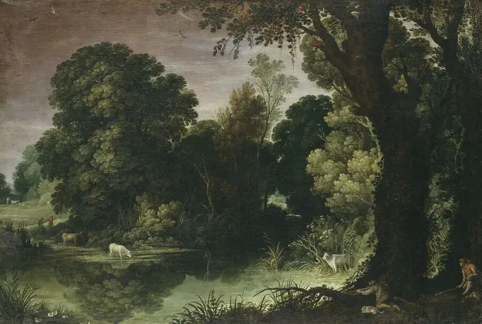 Framed Print : Landscape with Duck-hunters. Creator: After Paul Bril Framed Print : Landscape with Duck-hunters. Creator: After Paul Bril