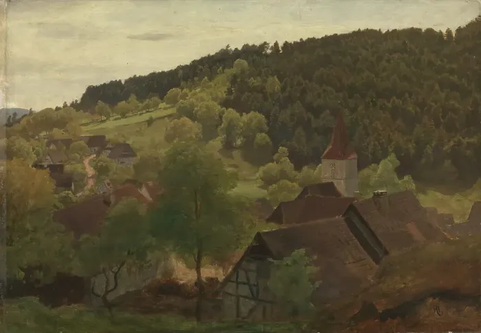 Framed Print : Landscape from Ebersteinburg in Baden, 1876. Creator: Hans Gude Framed Print : Landscape from Ebersteinburg in Baden, 1876. Creator: Hans Gude