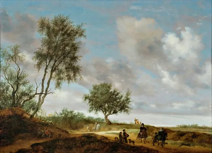 Framed Print : Landscape with Falcon Hunters on Horseback, 1648. Creator: Salomon Ruysdael Framed Print : Landscape with Falcon Hunters on Horseback, 1648. Creator: Salomon Ruysdael