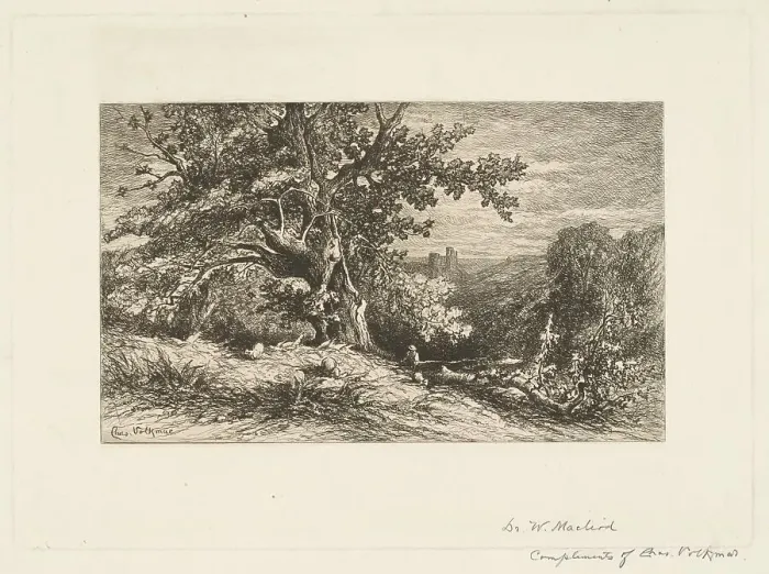 Framed Print : Landscape with Fallen Tree, 1875. Creator: Charles Volkmar Framed Print : Landscape with Fallen Tree, 1875. Creator: Charles Volkmar