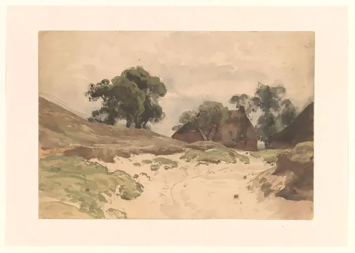 Framed Print : Landscape with farm, 1845-1925. Creator: Julius Jacobus van de Sande Bakhuyzen