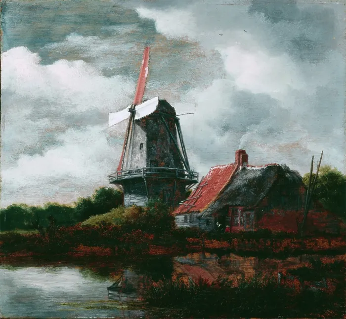 Framed Print : Landscape with a Farm House and Windmill, 17th century or possibly later. Creator: After Jacob Isaaksz van Ruisdael (1628 or 1629-1682) Framed Print : Landscape with a Farm House and Windmill, 17th century or possibly later. Creator: After Jacob Isaaksz van Ruisdael (1628 or 1629-1682)