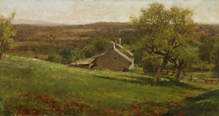 Framed Print : Landscape with Farmhouse, 1876. Creator: George Inness Framed Print : Landscape with Farmhouse, 1876. Creator: George Inness