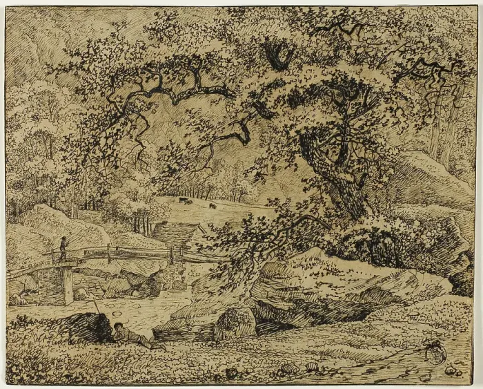 Framed Print : Landscape with Figure Resting Under Tree by Stream, n.d. Creator: Jacob van Ruisdael Framed Print : Landscape with Figure Resting Under Tree by Stream, n.d. Creator: Jacob van Ruisdael
