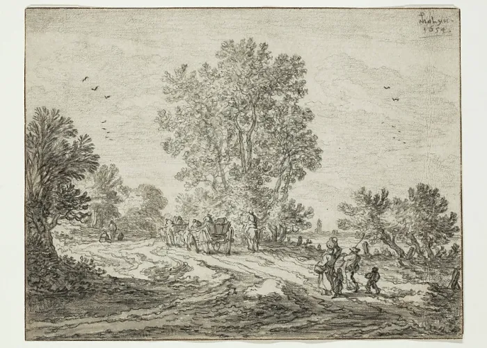 Framed Print : Landscape with Figures, 1654. Creator: Pieter Molijn