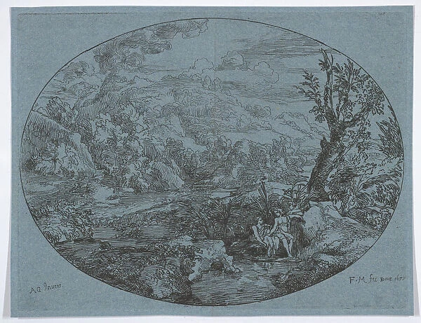 Landscape with Three Figures, 1677. Creator: Felix Meyer