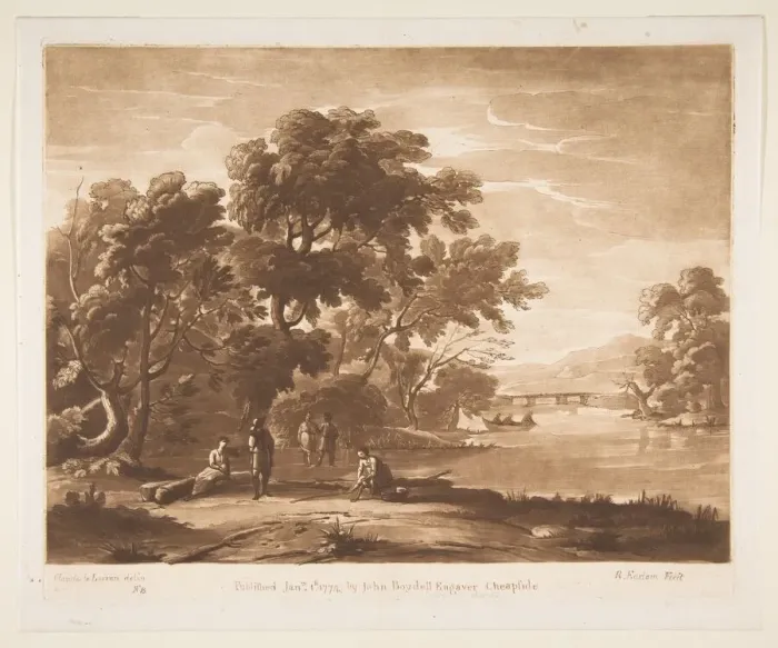 Framed Print : Landscape with Figures, 1774. Creator: Richard Earlom Framed Print : Landscape with Figures, 1774. Creator: Richard Earlom