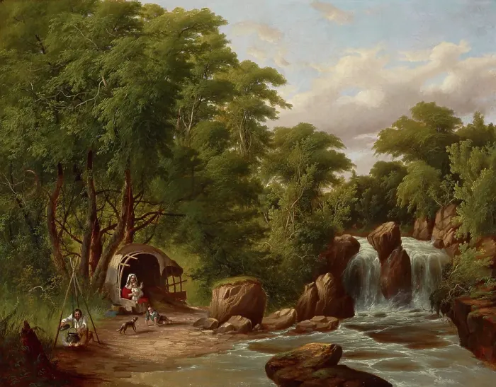 Framed Print : Landscape with Figures, 1859. Creator: Thomas Balthazar Glessing Framed Print : Landscape with Figures, 1859. Creator: Thomas Balthazar Glessing