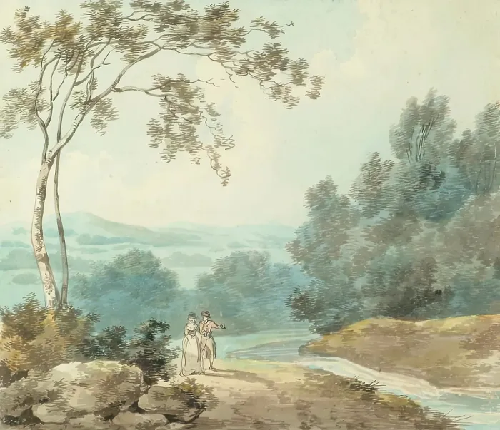 Framed Print : Landscape with Figures, 1884. Creator: Henry Wallis Framed Print : Landscape with Figures, 1884. Creator: Henry Wallis