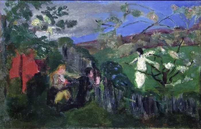 Framed Print : Landscape with Figures, before 1907. Creator: Nikolai Johannes Astrup Framed Print : Landscape with Figures, before 1907. Creator: Nikolai Johannes Astrup