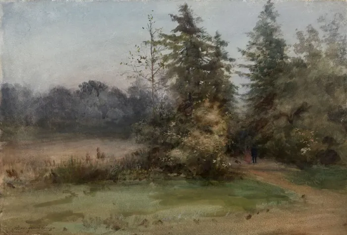 Framed Print : Landscape with Two Figures. Artist: Benois, Albert Nikolayevich (1852-1936) Framed Print : Landscape with Two Figures. Artist: Benois, Albert Nikolayevich (1852-1936)