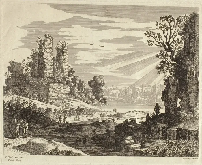 Framed Print : Landscape with Figures, c1660-1690. Creator: Adam Perelle Framed Print : Landscape with Figures, c1660-1690. Creator: Adam Perelle