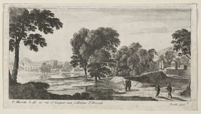 Framed Print : Landscape with Figures. Creator: Gabriel Perelle (French, c. 1603-1677) Framed Print : Landscape with Figures. Creator: Gabriel Perelle (French, c. 1603-1677)