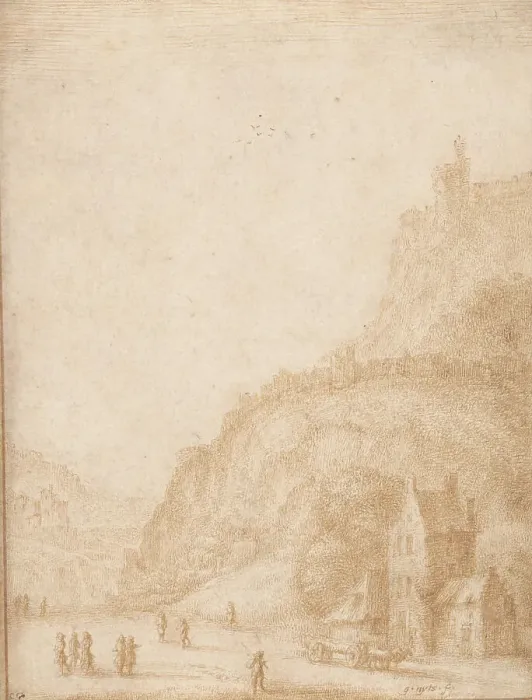 Framed Print : Landscape with Figures and Horses in the Foreground, 1638 / 87. Creator: Gillis Neyts Framed Print : Landscape with Figures and Horses in the Foreground, 1638 / 87. Creator: Gillis Neyts