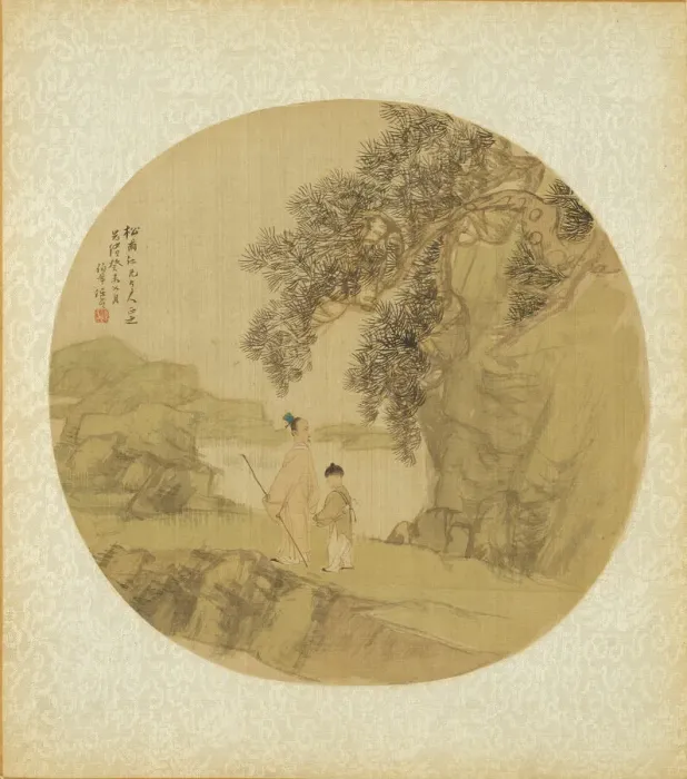 Framed Print : Landscape with Figures, Qing dynasty (1644-1911), dated 1883. Creator: Ren Yi Framed Print : Landscape with Figures, Qing dynasty (1644-1911), dated 1883. Creator: Ren Yi