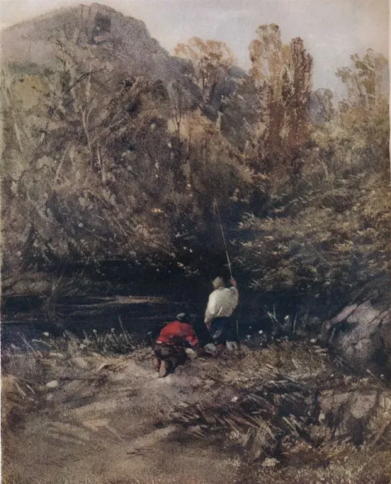 Framed Print : Landscape, With Fishermen, 1843, (1924). Artist: William Evans Framed Print : Landscape, With Fishermen, 1843, (1924). Artist: William Evans