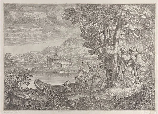 Landscape with the flight into Egypt, 1626-80. Creator: Giovanni Francesco Grimaldi