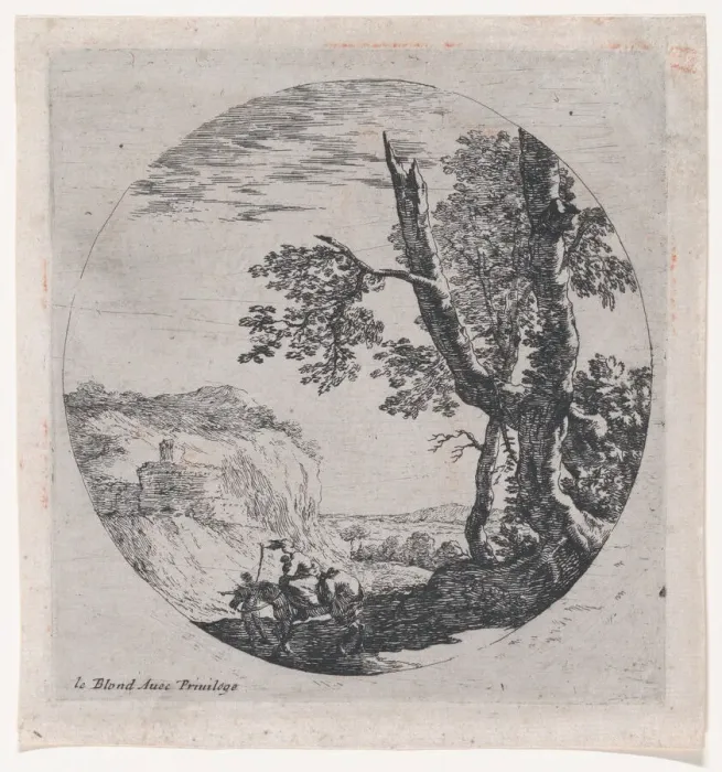 Framed Print : Landscape with the Flight into Egypt, 17th century. 17th century. Creator: Anon Framed Print : Landscape with the Flight into Egypt, 17th century. 17th century. Creator: Anon