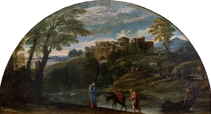 Framed Print : Landscape with the Flight into Egypt, c1604. Creator: Carracci, Annibale (1560-1609) Framed Print : Landscape with the Flight into Egypt, c1604. Creator: Carracci, Annibale (1560-1609)