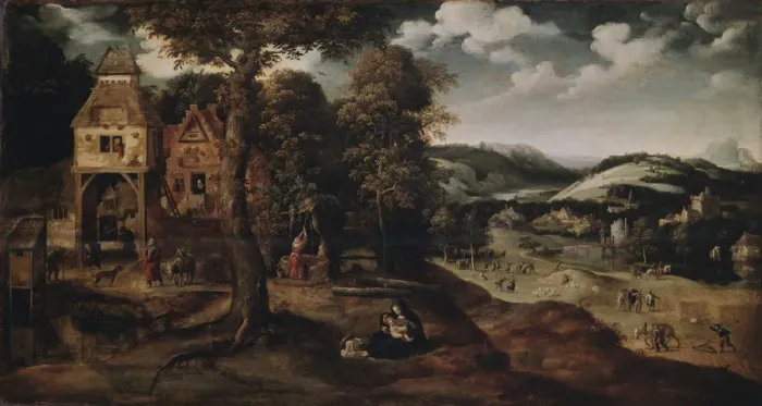 Framed Print : Landscape with the Flight into Egypt, ca 1524. Artist: Patinir, Joachim (ca. 1480-1524) Framed Print : Landscape with the Flight into Egypt, ca 1524. Artist: Patinir, Joachim (ca. 1480-1524)