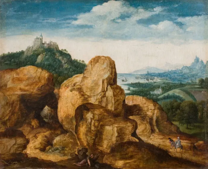 Framed Print : Landscape with Flight into Egypt, ca 1545. Artist: Massys, Cornelis (1510-1556) Framed Print : Landscape with Flight into Egypt, ca 1545. Artist: Massys, Cornelis (1510-1556)