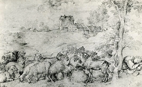 Landscape with Flock of Sheep, c1520, (1937). Artist: Titian