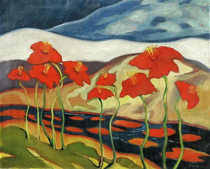 Framed Print : Landscape with flowers (Nirvana), 1930. Creator: Zolo Palugyay Framed Print : Landscape with flowers (Nirvana), 1930. Creator: Zolo Palugyay