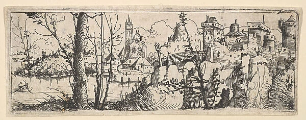 Landscape with Fort and a Church on a River, 1545. Creator: Augustin Hirschvogel