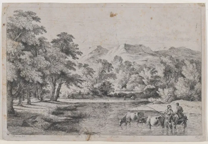 Framed Print : Landscape after Fouquieres, 1772. Creator: Jean-Jacques de Boissieu Framed Print : Landscape after Fouquieres, 1772. Creator: Jean-Jacques de Boissieu