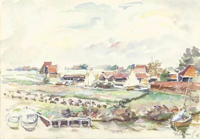 Framed Print : Landscape in Friesland, 1946. Creator: Andre Villeboeuf Framed Print : Landscape in Friesland, 1946. Creator: Andre Villeboeuf
