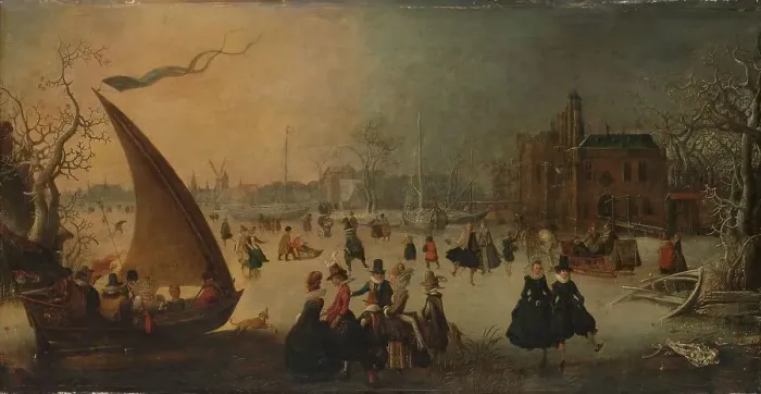 Framed Print : Landscape with Frozen Canal, Skaters and an Ice-Boat, 1611. Creator: Adam van Breen Framed Print : Landscape with Frozen Canal, Skaters and an Ice-Boat, 1611. Creator: Adam van Breen