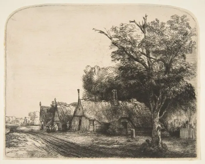 Framed Print : Landscape with Three Gabled Cottages Beside a Road, 1650 Framed Print : Landscape with Three Gabled Cottages Beside a Road, 1650