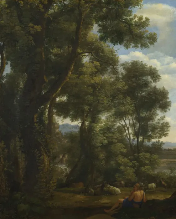 Framed Print : Landscape with a Goatherd and Goats, ca 1637. Artist: Lorrain, Claude (1600-1682) Framed Print : Landscape with a Goatherd and Goats, ca 1637. Artist: Lorrain, Claude (1600-1682)