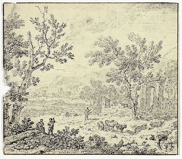 Landscape with Goats, Goatherd and Ruins, n.d. Creator: Jan van Huysum