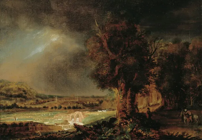 Framed Print : Landscape with the Good Samaritan, 1700-1799. Creator: Rembrandt Harmensz van Rijn Framed Print : Landscape with the Good Samaritan, 1700-1799. Creator: Rembrandt Harmensz van Rijn