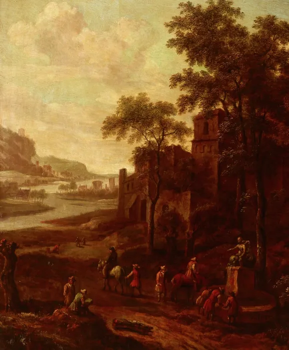 Framed Print : Landscape with a Group of Wanderers, between 1645-1685. Creator: Jan Blom Framed Print : Landscape with a Group of Wanderers, between 1645-1685. Creator: Jan Blom