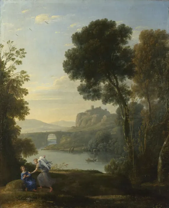 Framed Print : Landscape with Hagar and the Angel, 1646. Artist: Lorrain, Claude (1600-1682) Framed Print : Landscape with Hagar and the Angel, 1646. Artist: Lorrain, Claude (1600-1682)