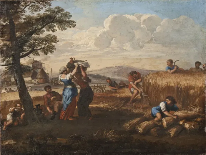 Framed Print : Landscape with Harvesting
