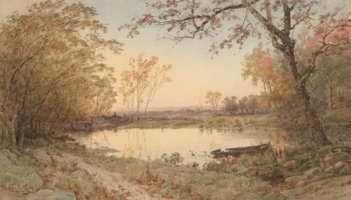 Framed Print : Landscape (Hastings-on-Hudson), 1888. Creator: Jasper F. Cropsey (American, 1823-1900) Framed Print : Landscape (Hastings-on-Hudson), 1888. Creator: Jasper F. Cropsey (American, 1823-1900)