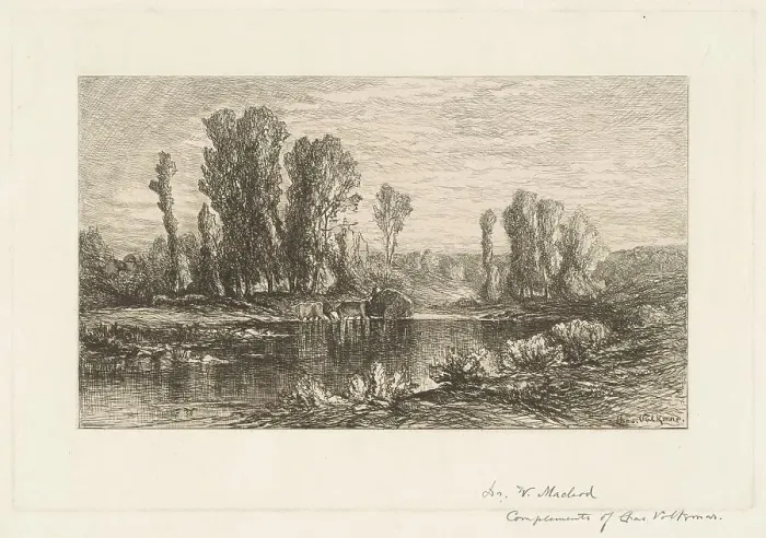 Framed Print : Landscape with Hay Wagon, c. 1875. Creator: Charles Volkmar Framed Print : Landscape with Hay Wagon, c. 1875. Creator: Charles Volkmar