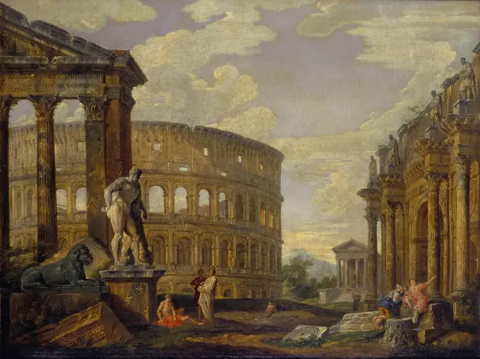 Framed Print : Landscape with Hercules and ruins of ancient Rome
