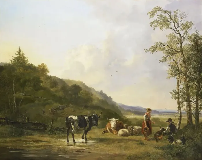 Framed Print : Landscape with Herdsmen and Cattle, 1820. Creator: Pieter Gerardus van Os Framed Print : Landscape with Herdsmen and Cattle, 1820. Creator: Pieter Gerardus van Os